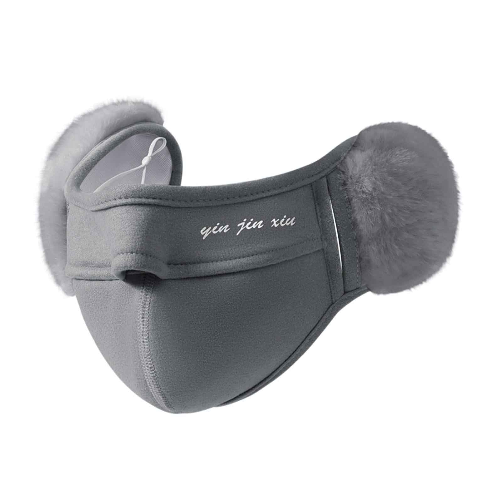 Winter Half Face Mask Nose Warmer Thick Ear Muff for Hiking Skiing Men Women Light Gray