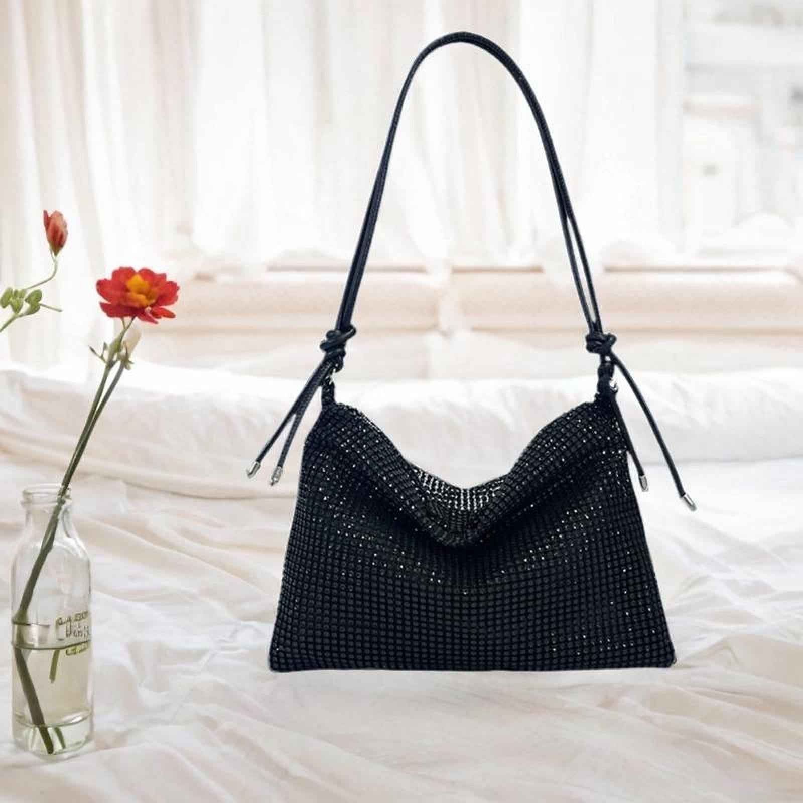 Rhinestone Purse for Women Commute Bag Handbag Vacation Stylish Shoulder Bag Black