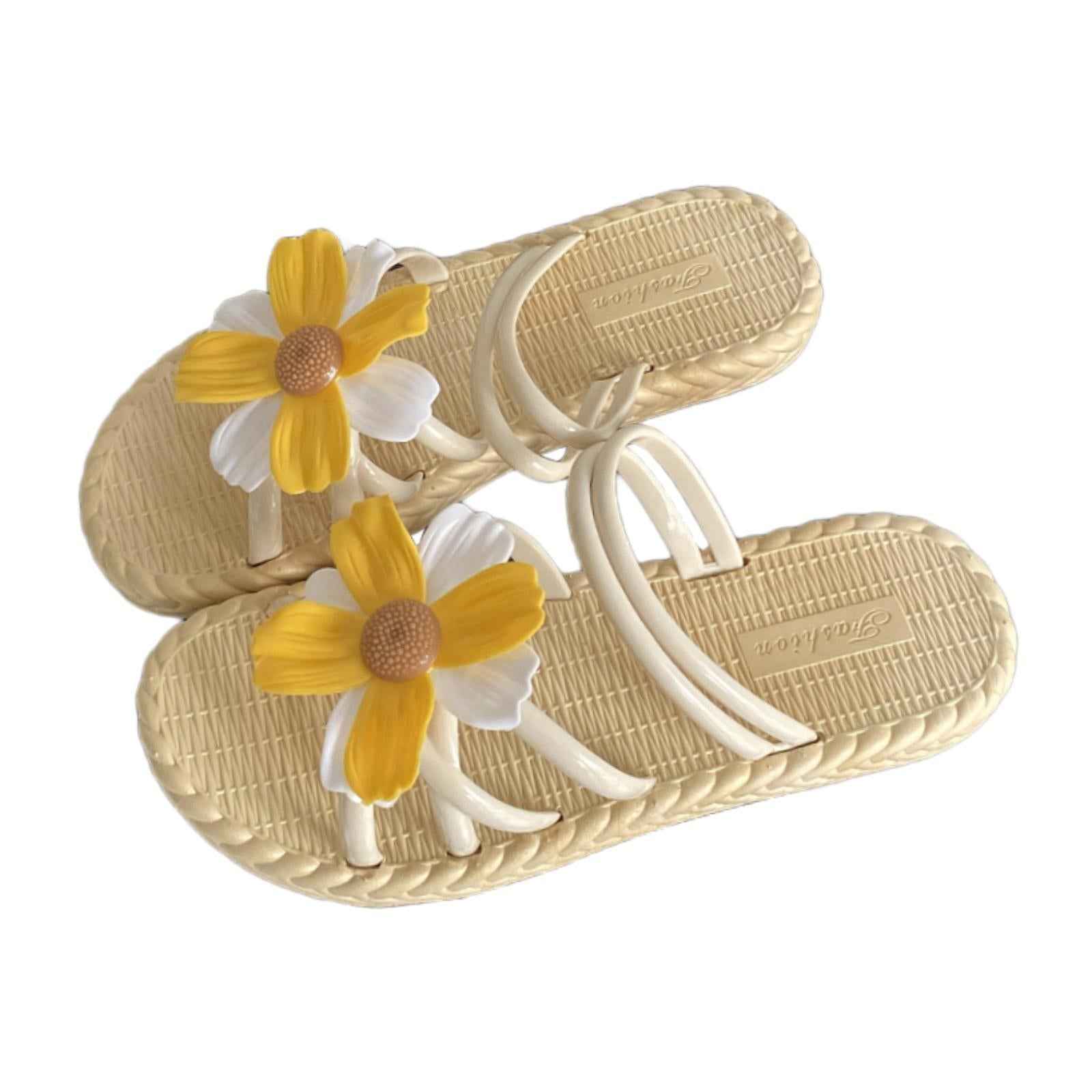 Women Chrysanthemum Slippers Sandals Beach Slides for Party Wedding Shopping 38 to 39