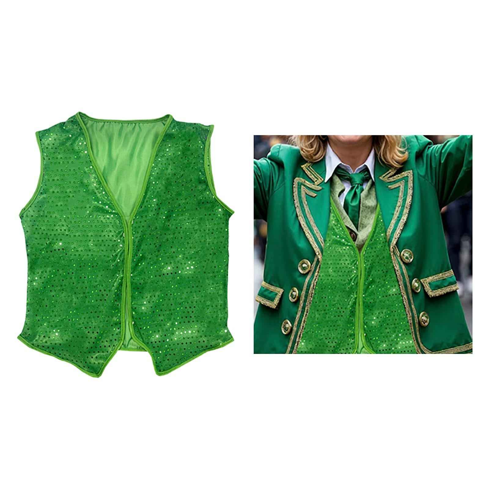 ST Patricks Day Vest Shiny Sequin Vest for Performance Dressing up Birthdays