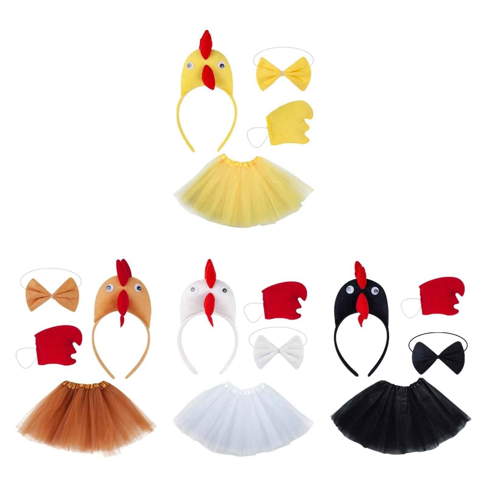 Chicken Costume Set Cartoon for Kids Girls Fancy Dress Cute Chicken Headband Yellow
