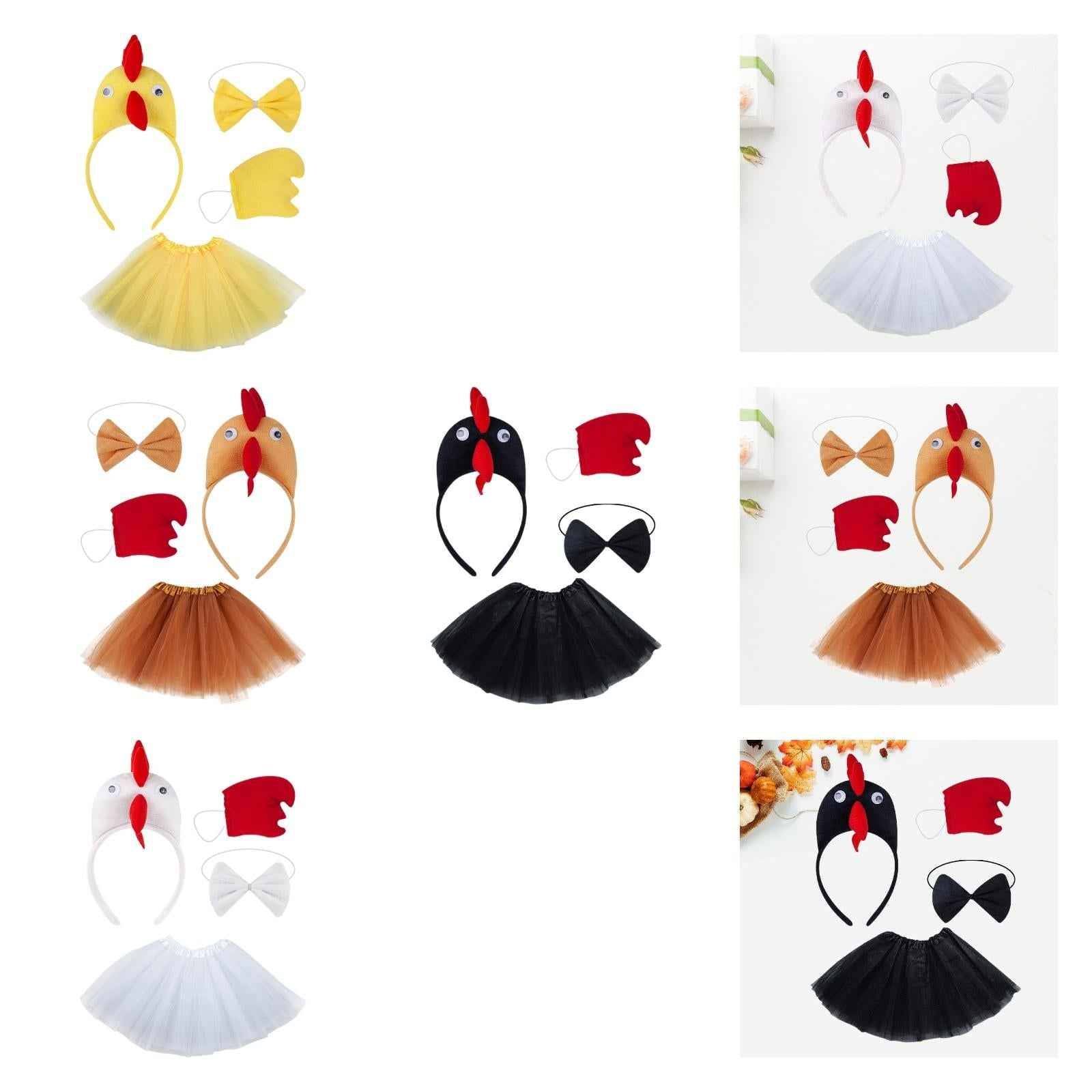 Chicken Costume Set Cartoon for Kids Girls Fancy Dress Cute Chicken Headband Yellow