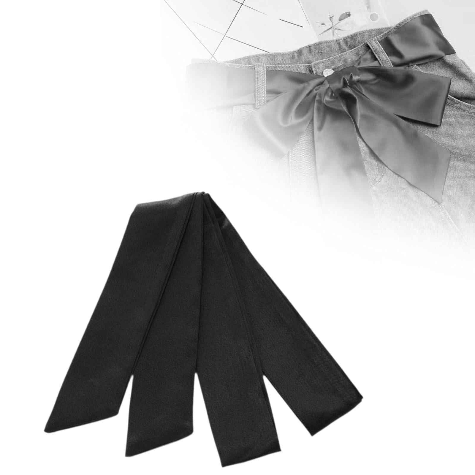 Ribbon Sash Belt Long Waist Belt for Special Occasion Trench Coat Bridesmaid Black