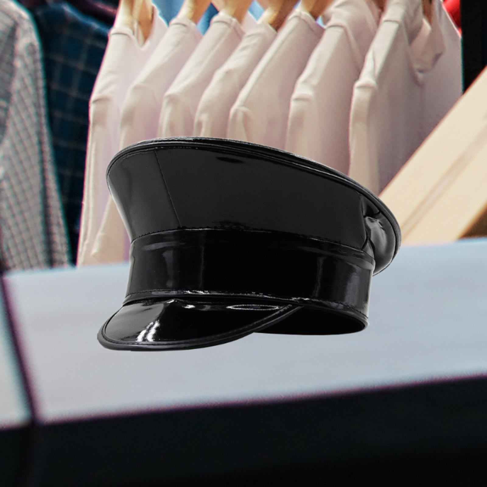 Sailor Hat for Women Men Deluxe Holographic Officer Hat Costume Accessories Black