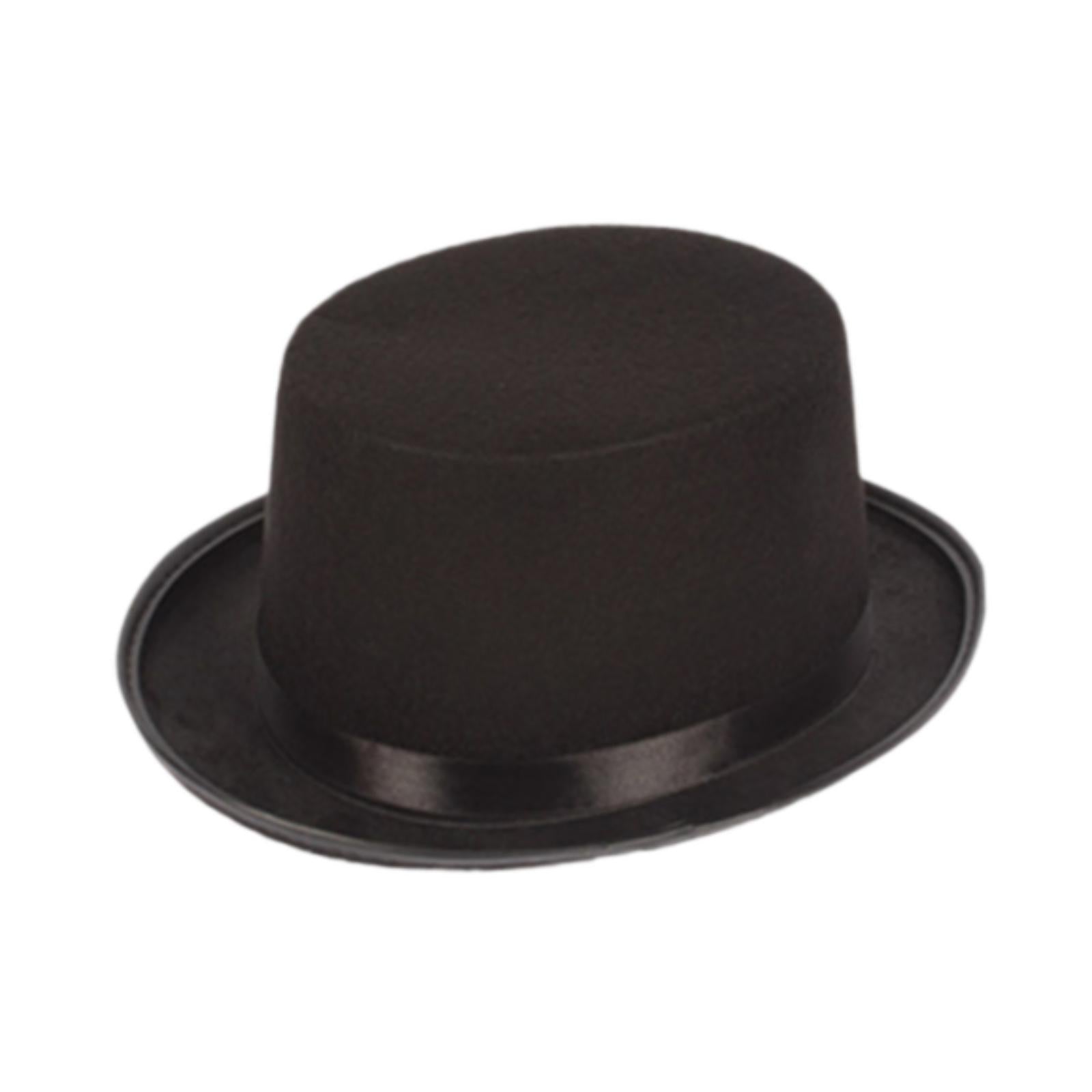 Black Top Hat Jazz Hat for Kids Adults Formal Costume Hat Flat Top Party Hat 60cmx12cm