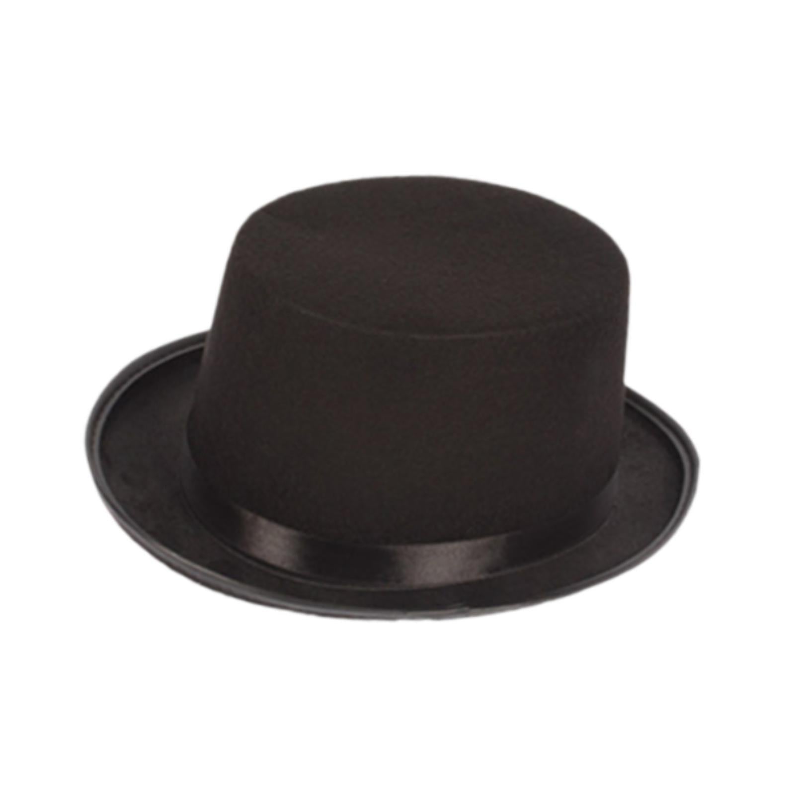 Black Top Hat Jazz Hat for Kids Adults Formal Costume Hat Flat Top Party Hat 60cmx12cm