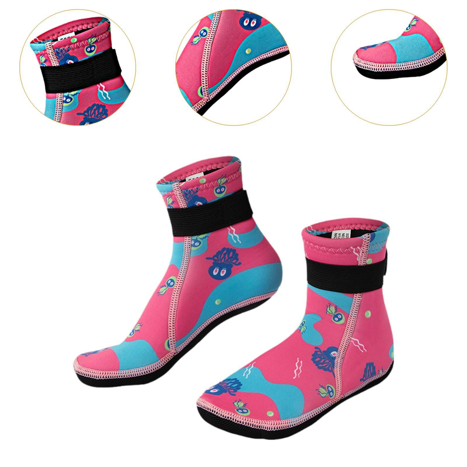Diving Socks Keep Warm Thermal Wet Suit Socks for Sailing Rafting Snorkeling for 20cm Pink 34 to 37 yards