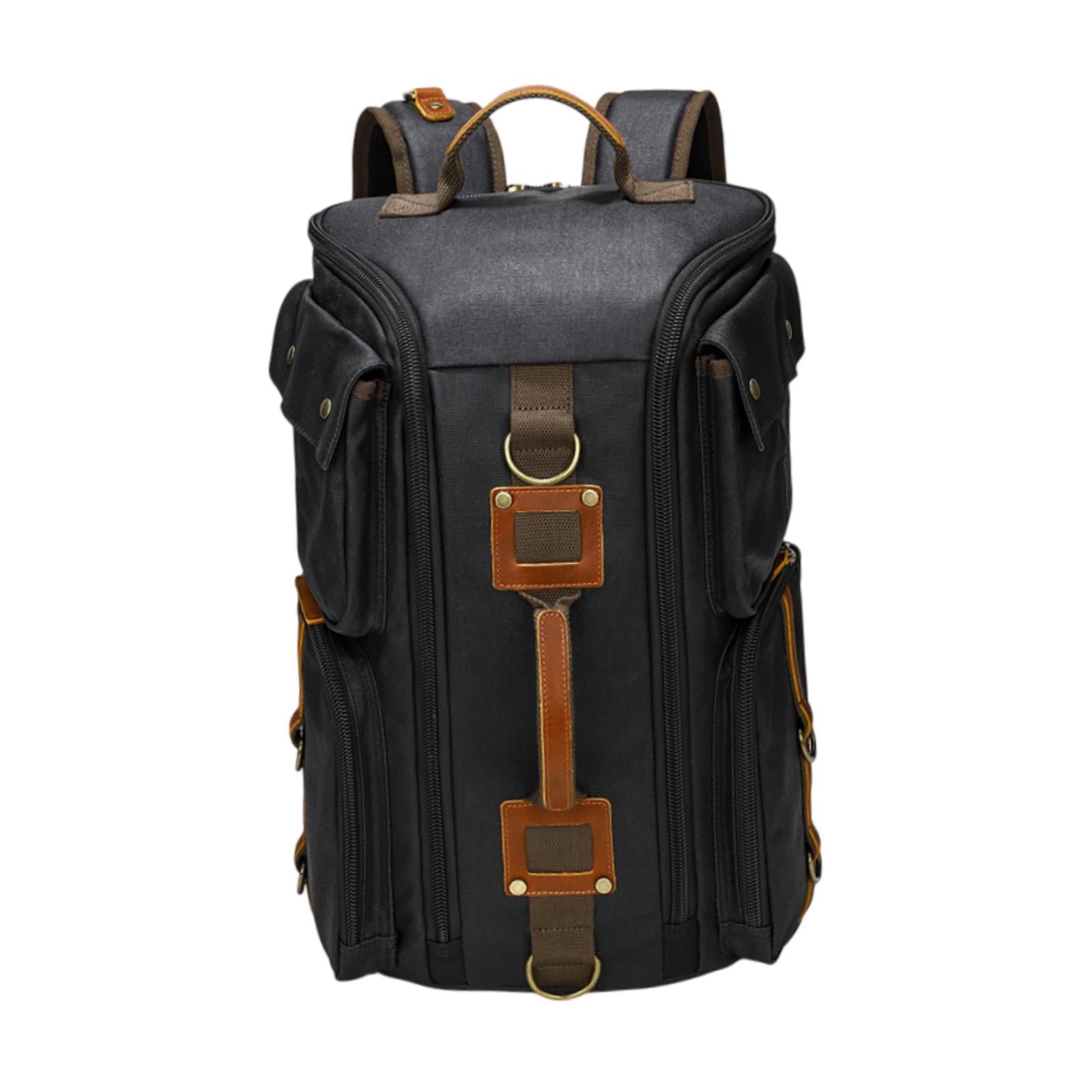 Canvas Backpack for Men 16 inch Laptop Backpack for Business Camping Outdoor Black