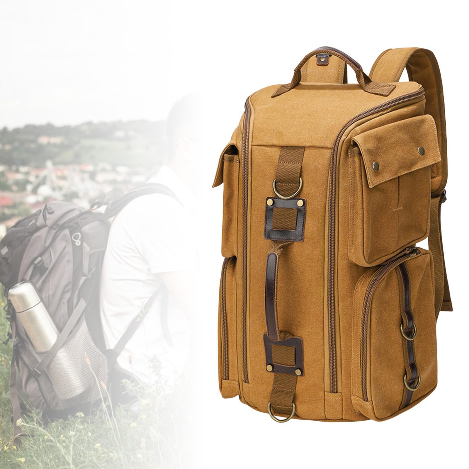 Canvas Backpack for Men 16 inch Laptop Backpack for Business Camping Outdoor Yellow