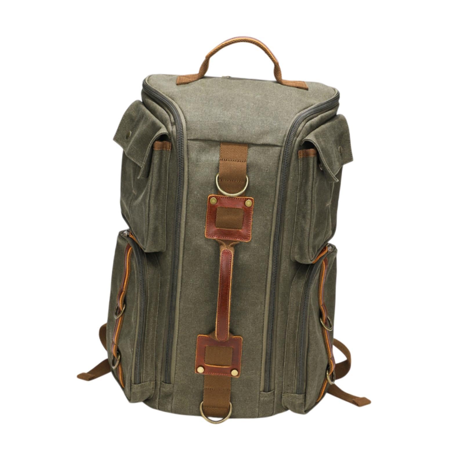 Canvas Backpack for Men 16 inch Laptop Backpack for Business Camping Outdoor Green