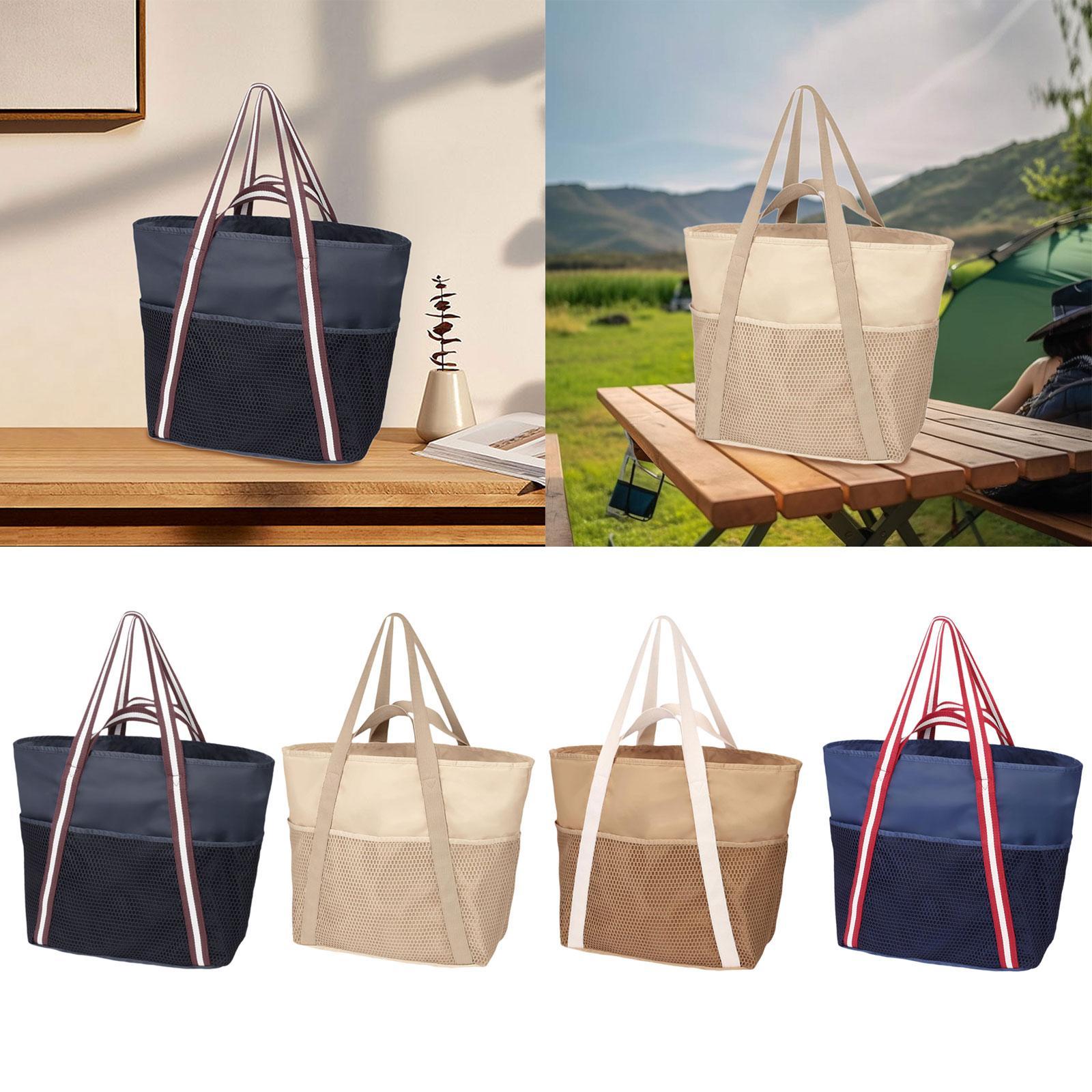 Beach Tote Bag Large Lightweight Shoulder Bag for Sport Event Stadium Street Black