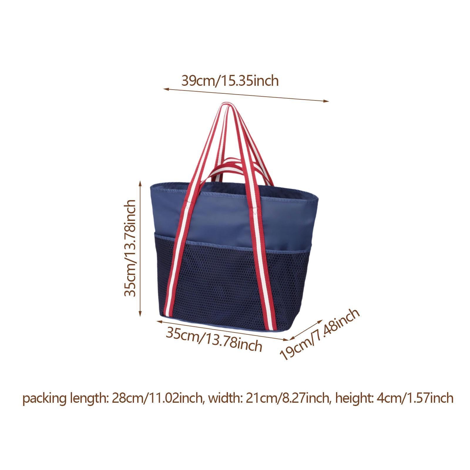 Beach Tote Bag Large Lightweight Shoulder Bag for Sport Event Stadium Street Blue