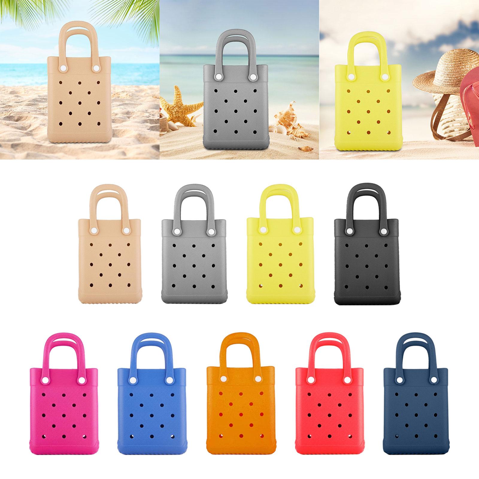 Beach Tote Bag Multi Purpose Beach Storage Basket for Outdoor Travel Holiday Khaki