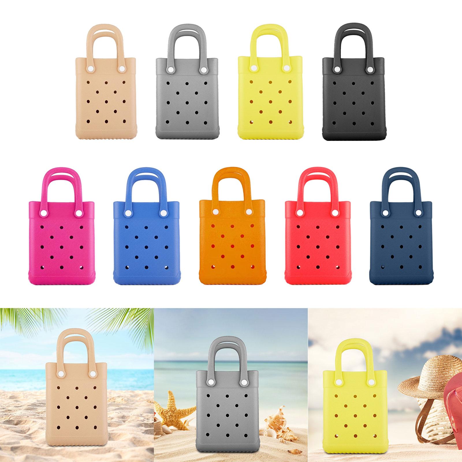 Beach Tote Bag Multi Purpose Beach Storage Basket for Outdoor Travel Holiday Khaki