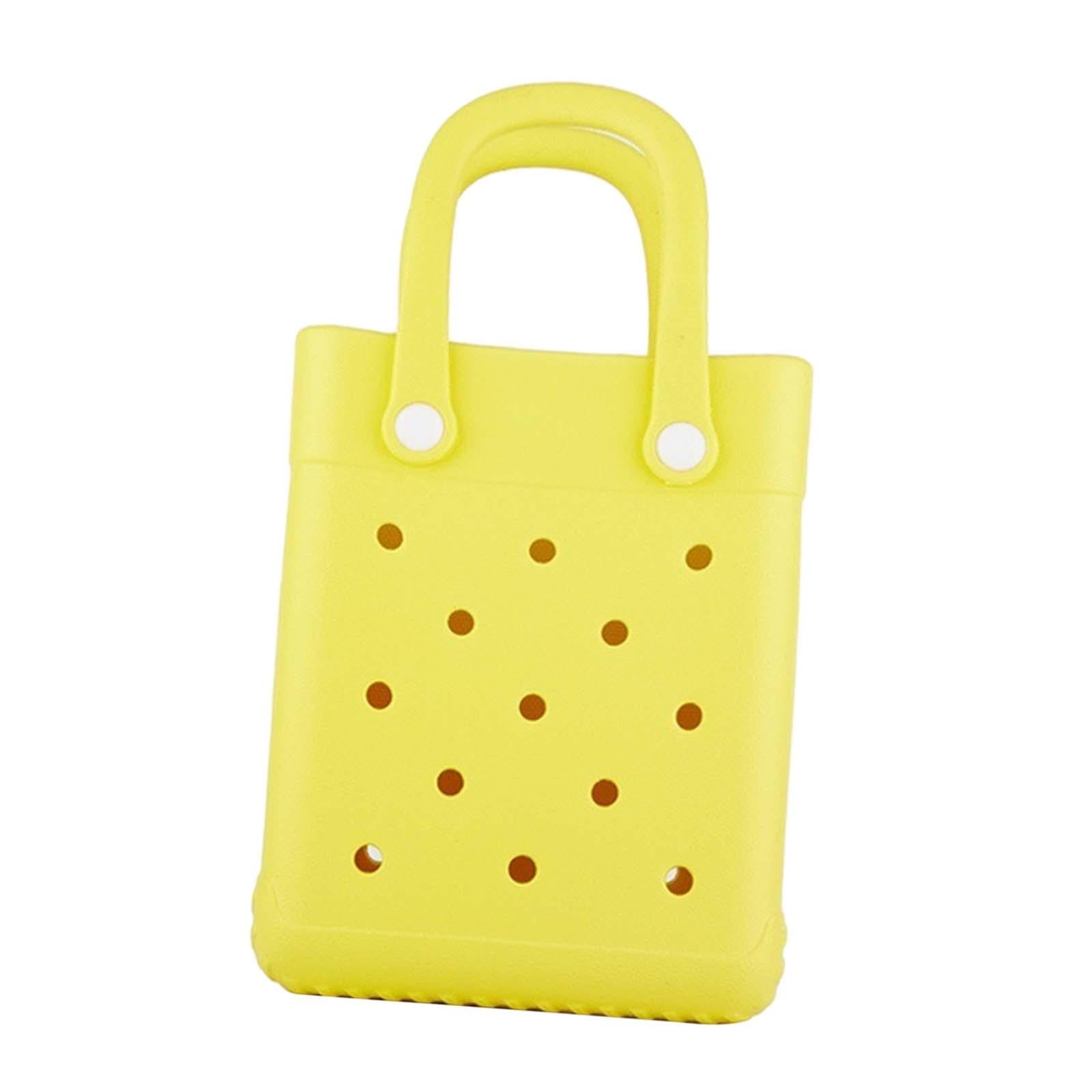 Beach Tote Bag Multi Purpose Beach Storage Basket for Outdoor Travel Holiday yellow