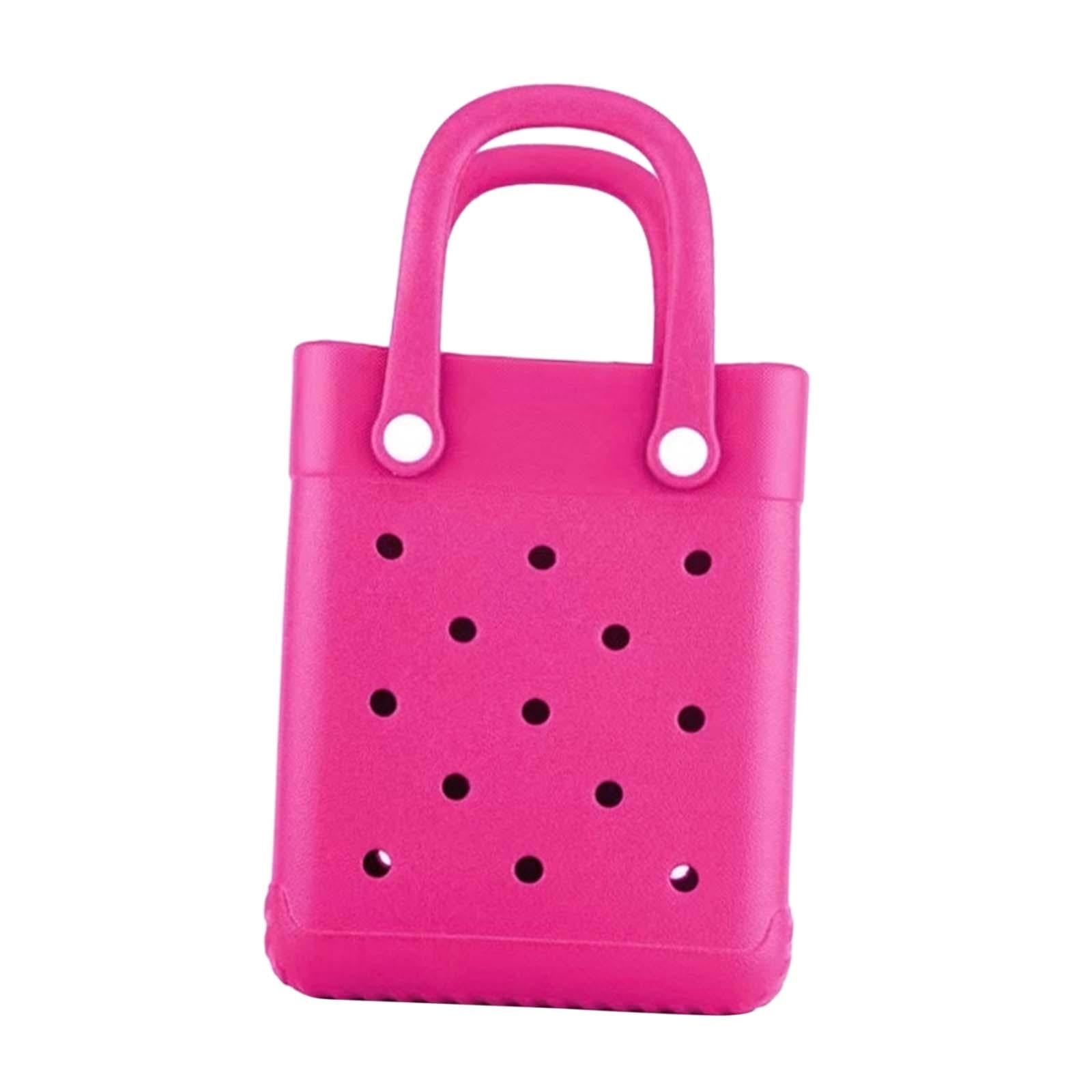 Beach Tote Bag Multi Purpose Beach Storage Basket for Outdoor Travel Holiday Rose Red