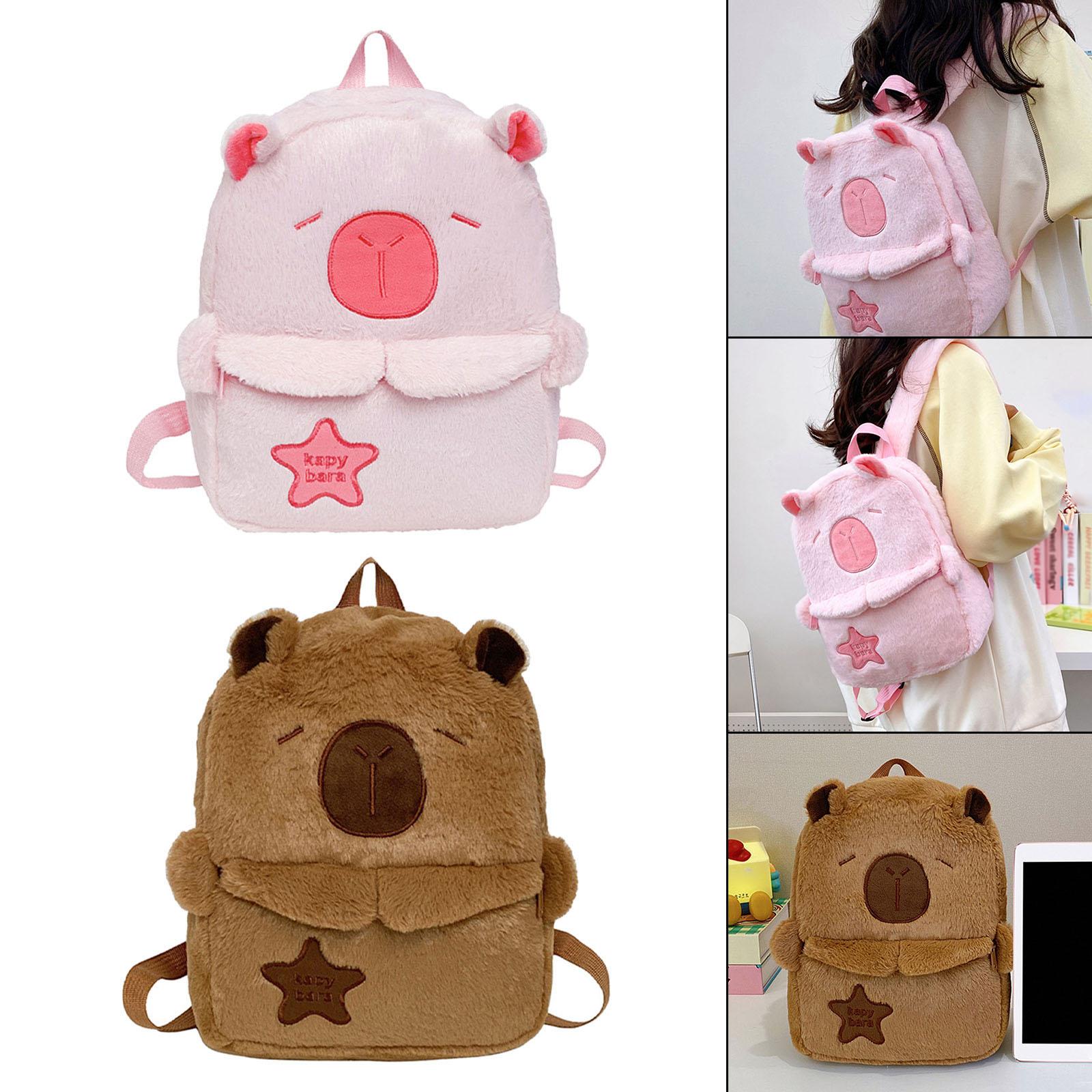 Capibara Backpack with Handle Funny Casual Daypack for Party Travel Birthday Pink