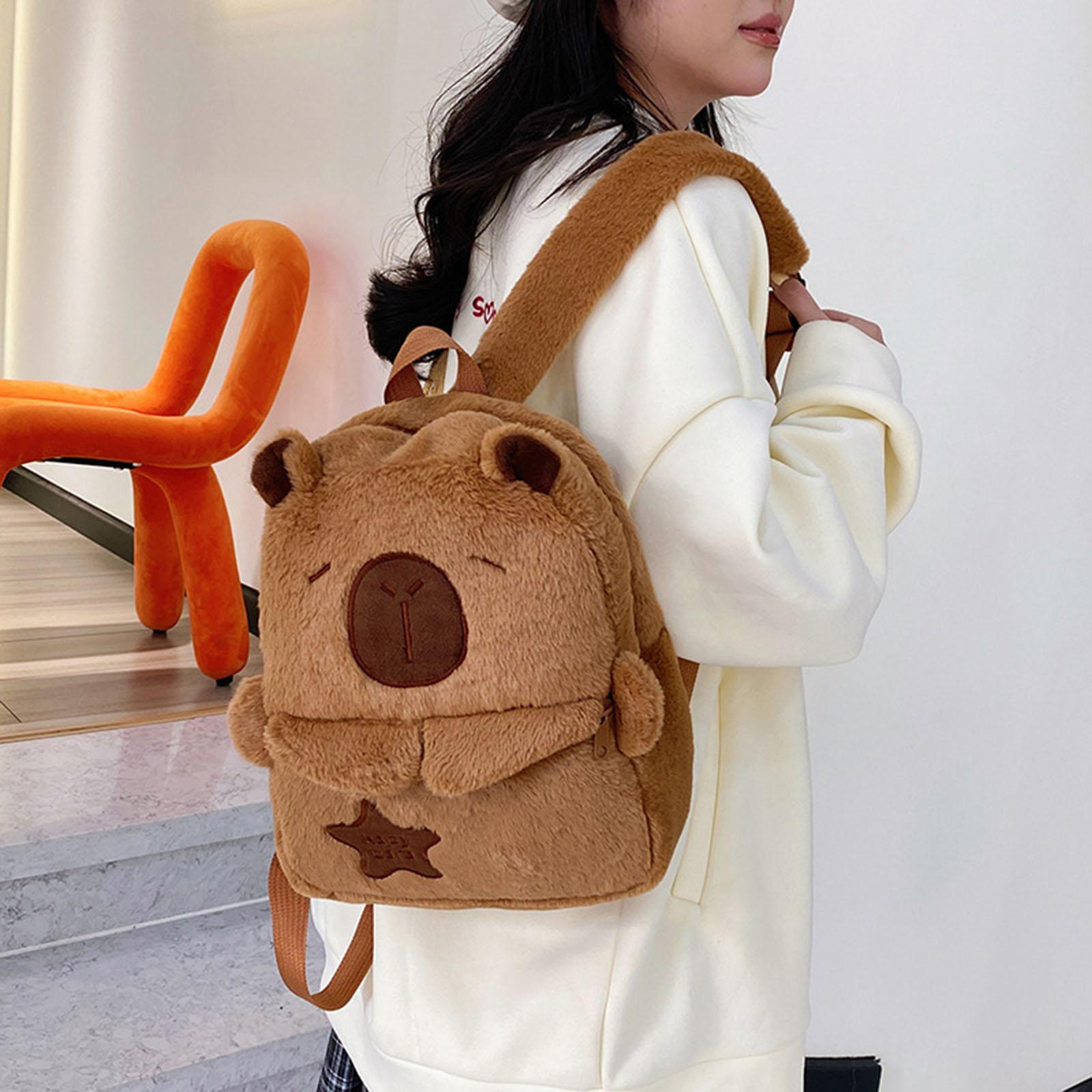 Capibara Backpack with Handle Funny Casual Daypack for Party Travel Birthday Brown