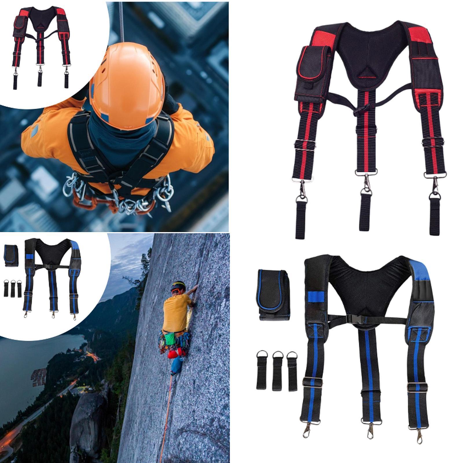 Tool Belt Suspender Tool Hanging Work Belt Brace for Plumber Farmer Handymen Red