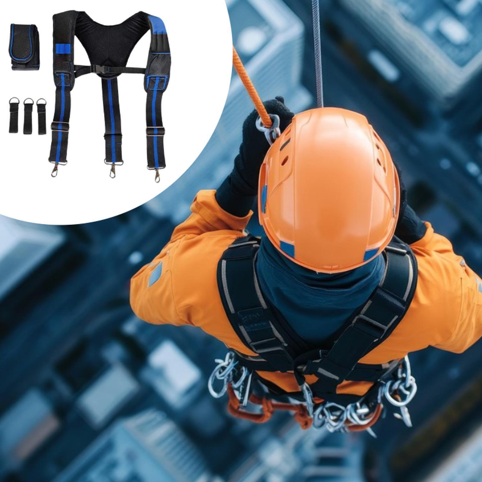 Tool Belt Suspender Tool Hanging Work Belt Brace for Plumber Farmer Handymen Blue