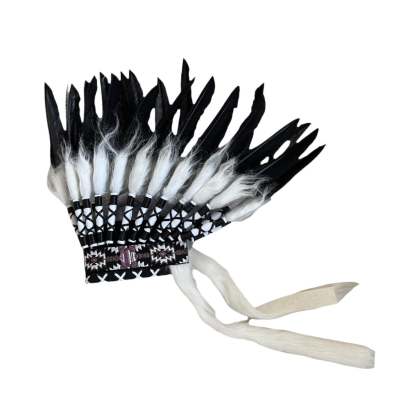 Indian Feather Headdress Fashion for Dance Thanksgiving Day Cosplay White Black