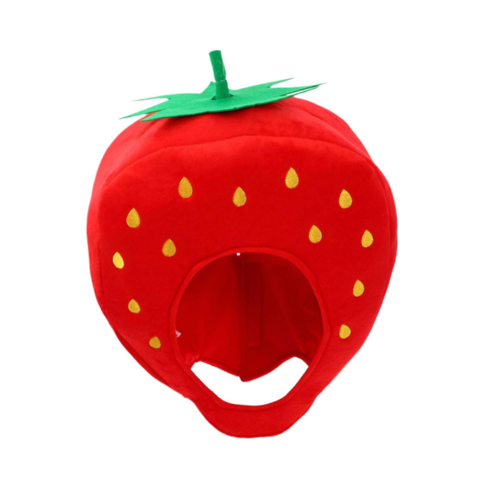 Cute Plush Hat Strawberry Soft Fruit Headgear Hood for Event Halloween Party