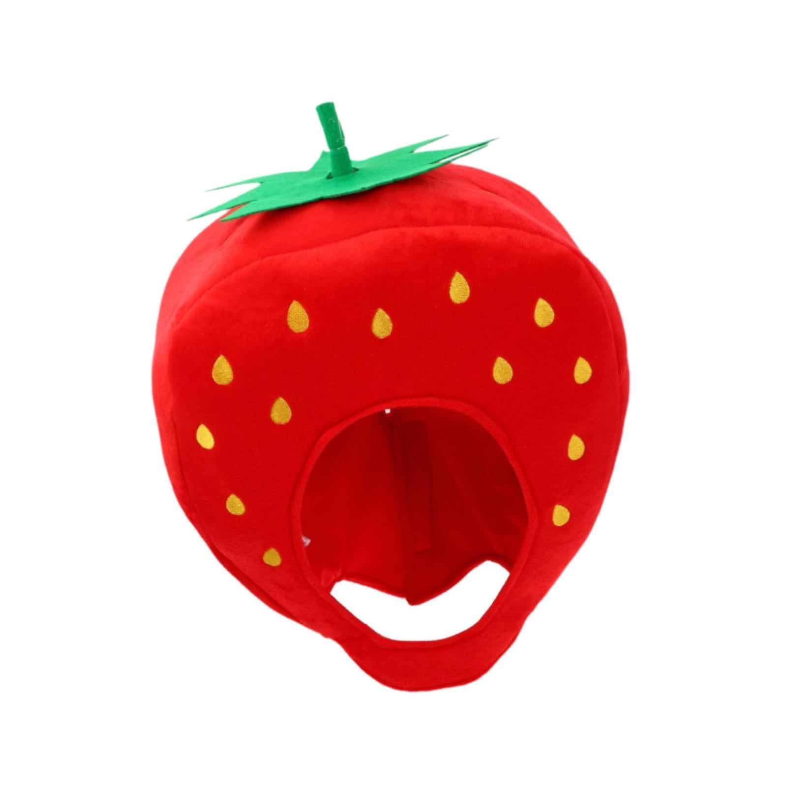 Cute Plush Hat Strawberry Soft Fruit Headgear Hood for Event Halloween Party
