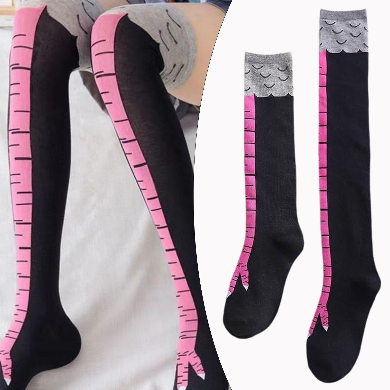 2 Pair Leg Dress Socks Chicken Feet Socks for Cosplay Birthday Gift Shopping black and red