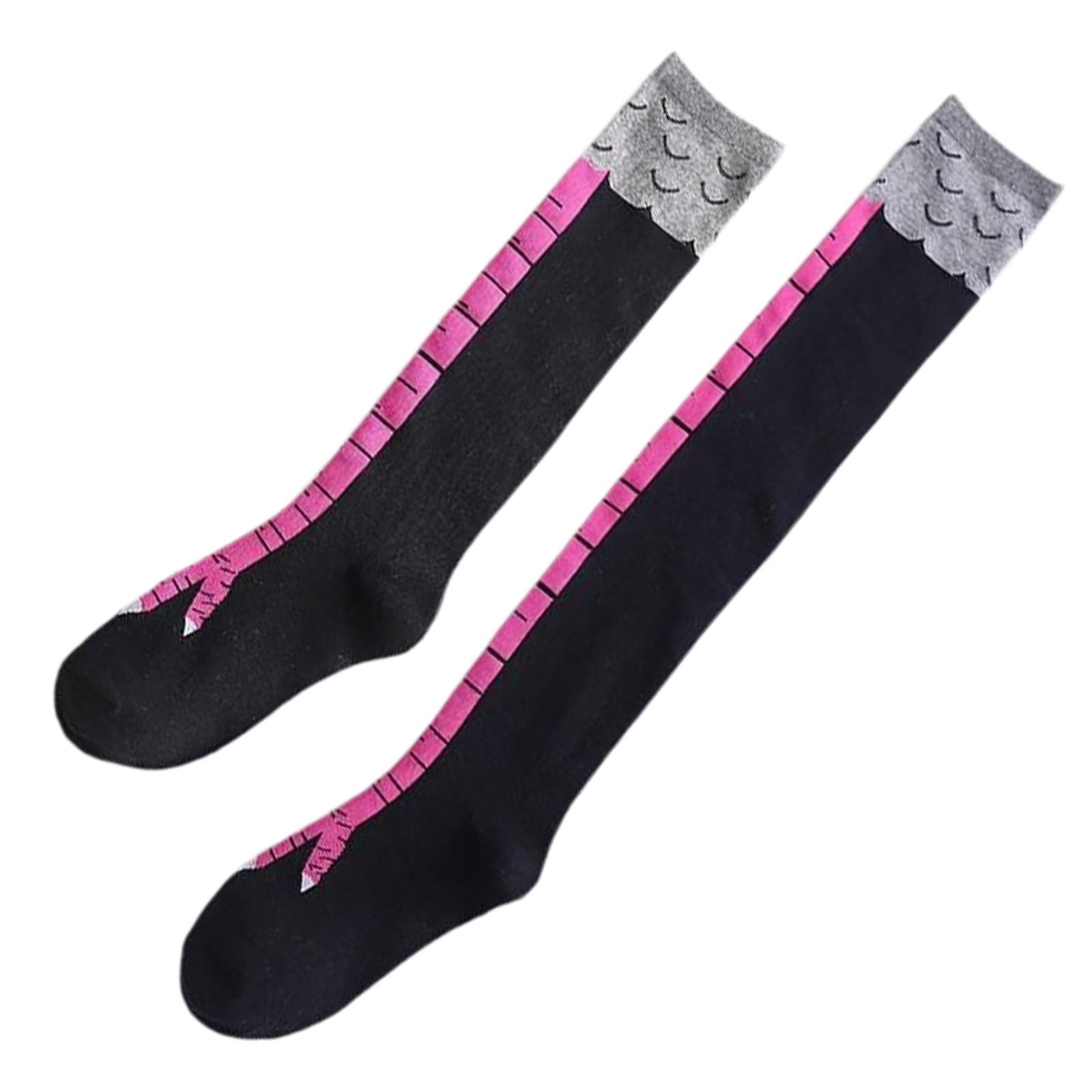 2 Pair Leg Dress Socks Chicken Feet Socks for Cosplay Birthday Gift Shopping black and red