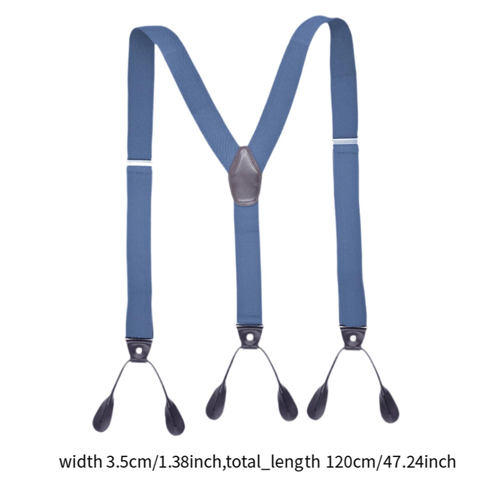 Men's Suspenders Adjustable 6 Clips Gift Elastic for Jeans Dance Formal Wear Light Blue