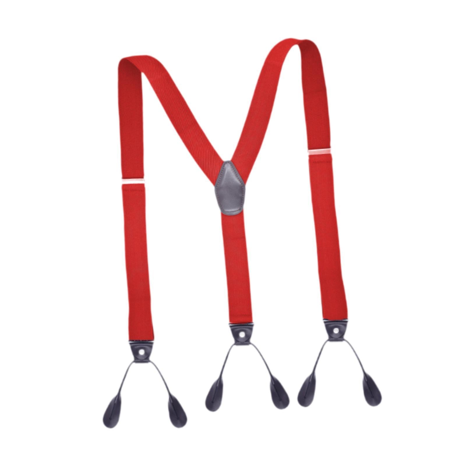 Men's Suspenders Adjustable 6 Clips Gift Elastic for Jeans Dance Formal Wear Red