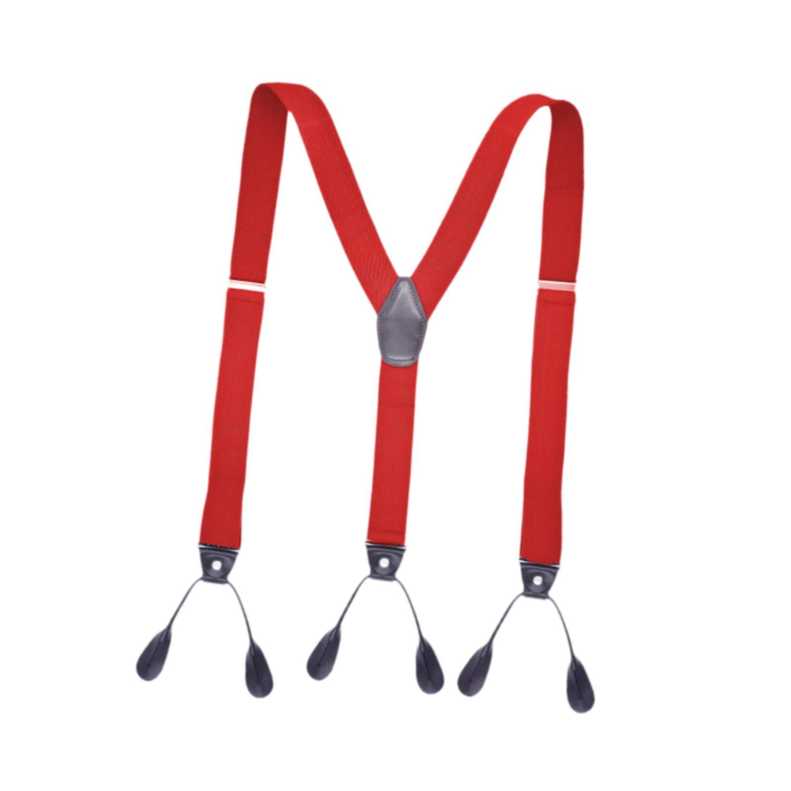 Men's Suspenders Adjustable 6 Clips Gift Elastic for Jeans Dance Formal Wear Red