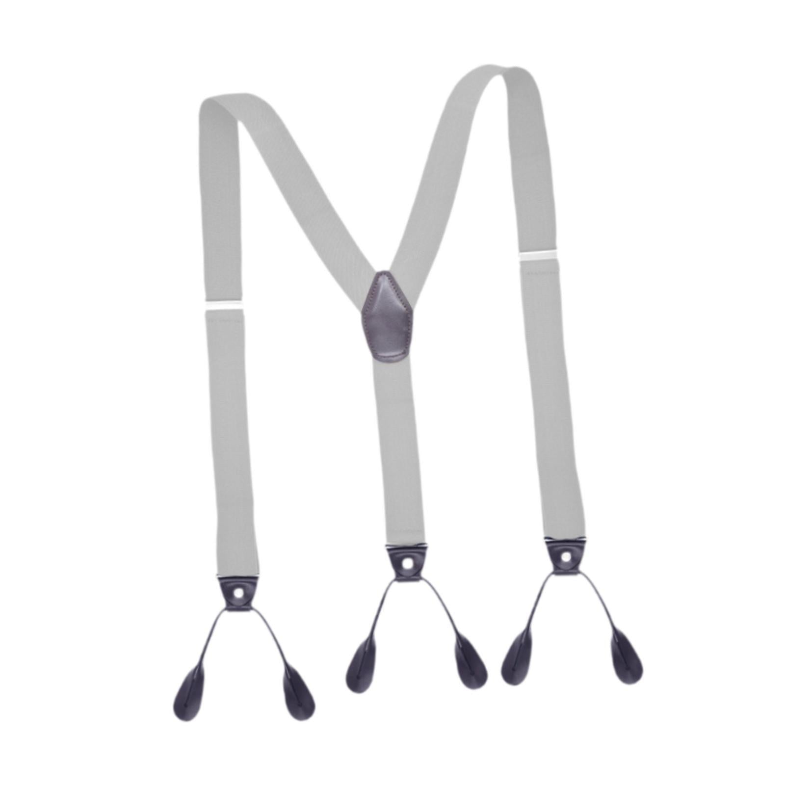 Men's Suspenders Adjustable 6 Clips Gift Elastic for Jeans Dance Formal Wear Light Gray