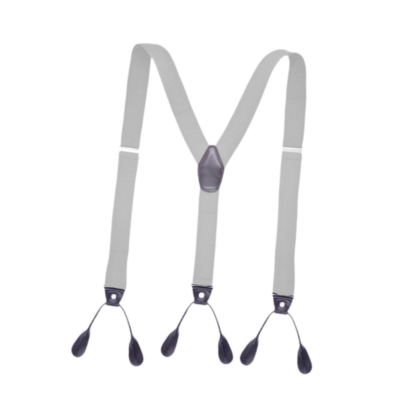 Men's Suspenders Adjustable 6 Clips Gift Elastic for Jeans Dance Formal Wear Light Gray