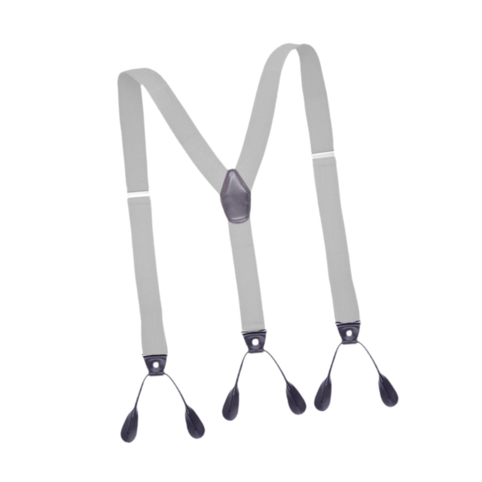 Men's Suspenders Adjustable 6 Clips Gift Elastic for Jeans Dance Formal Wear Light Gray