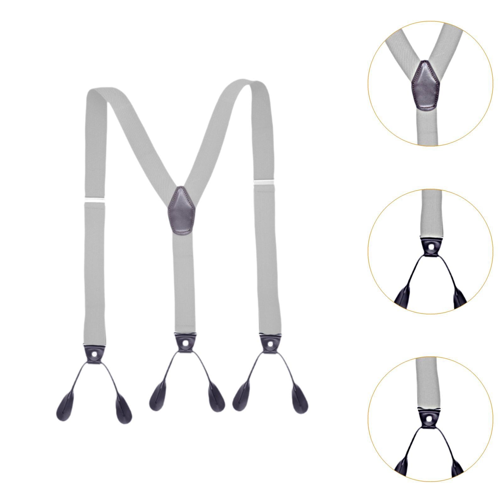 Men's Suspenders Adjustable 6 Clips Gift Elastic for Jeans Dance Formal Wear Light Gray