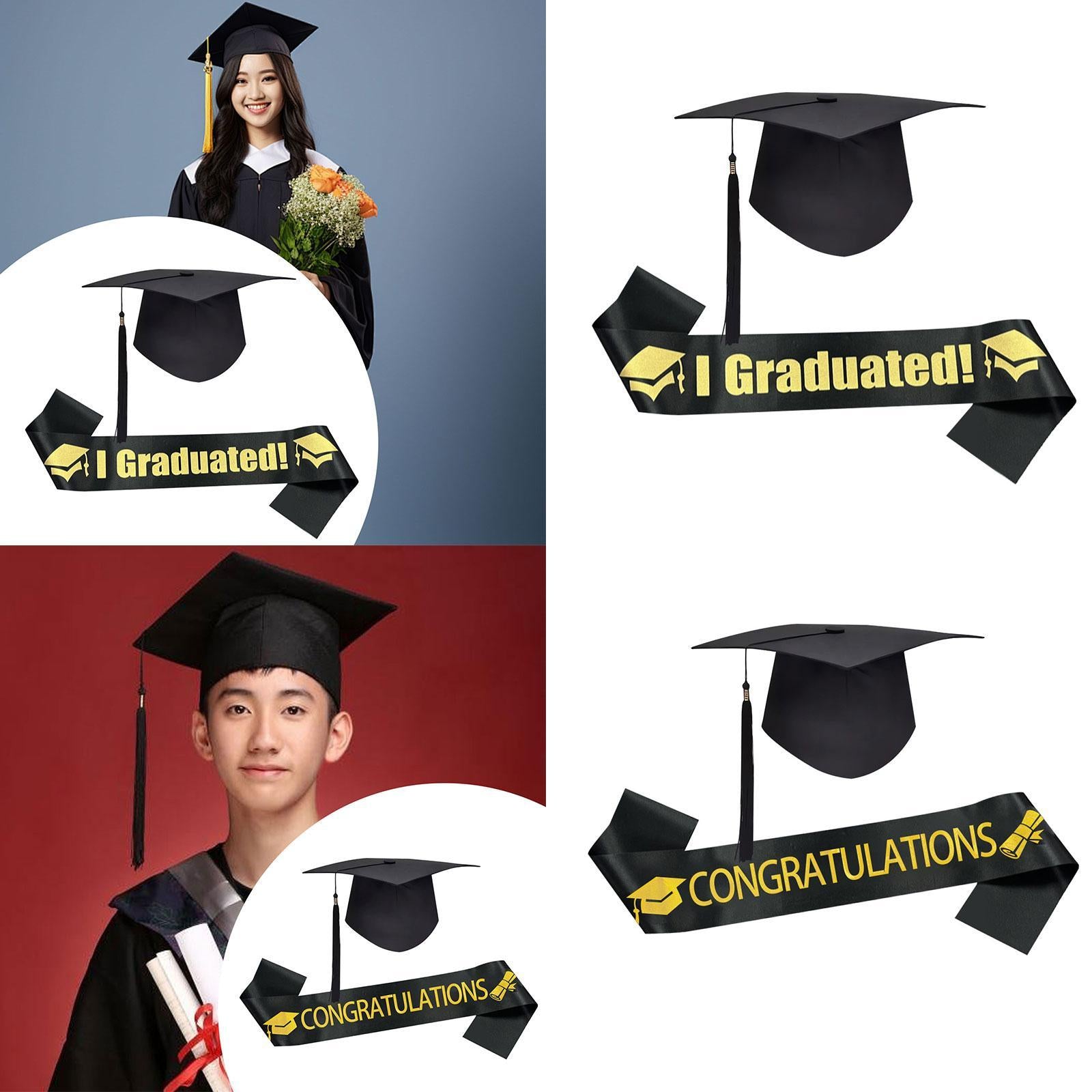 Graduation Cap and Shoulder Strap Photo Prop for Bachelor High School Master I Graduated