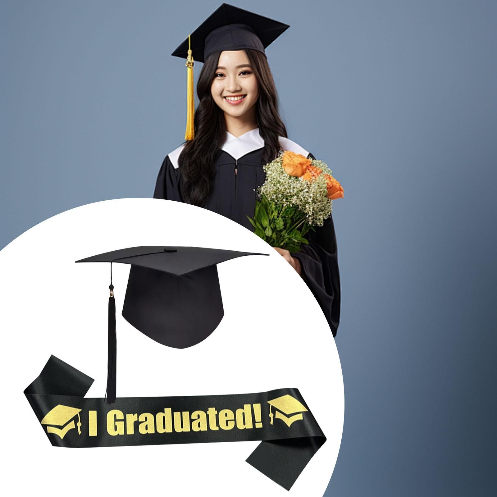 Graduation Cap and Shoulder Strap Photo Prop for Bachelor High School Master I Graduated