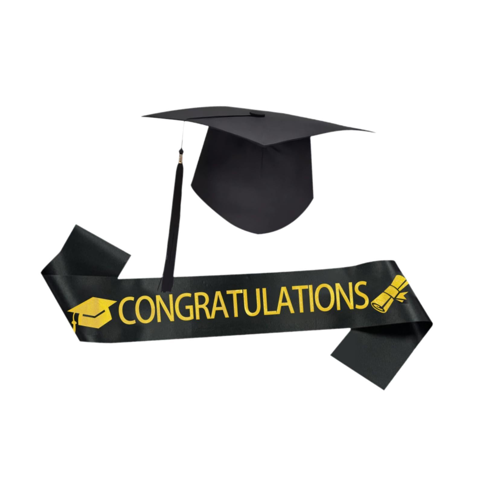 Graduation Cap and Shoulder Strap Photo Prop for Bachelor High School Master Congratulations