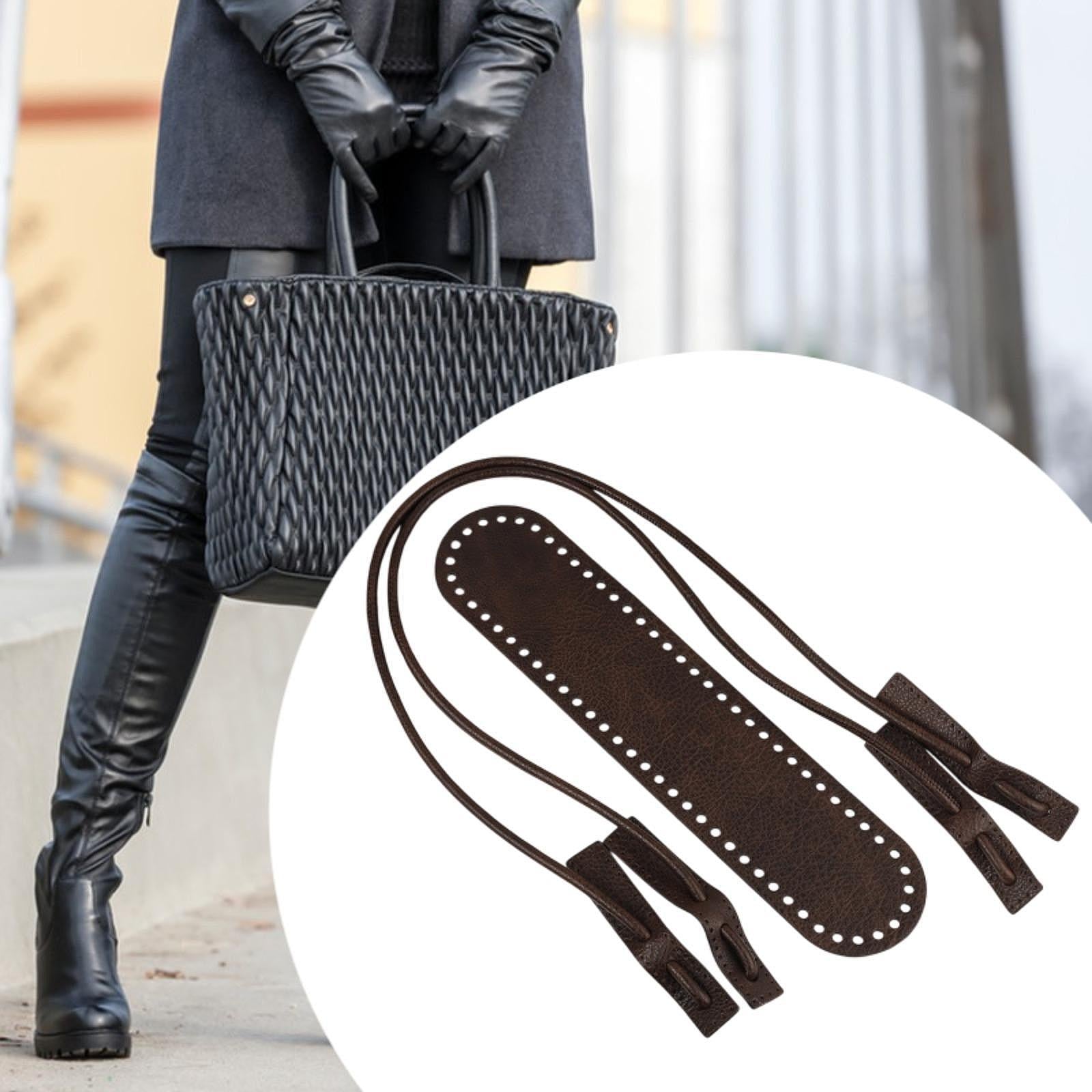 PU Leather Bag Knitting Set DIY for Enthusiasts Crossbody Purse Professional Coffee