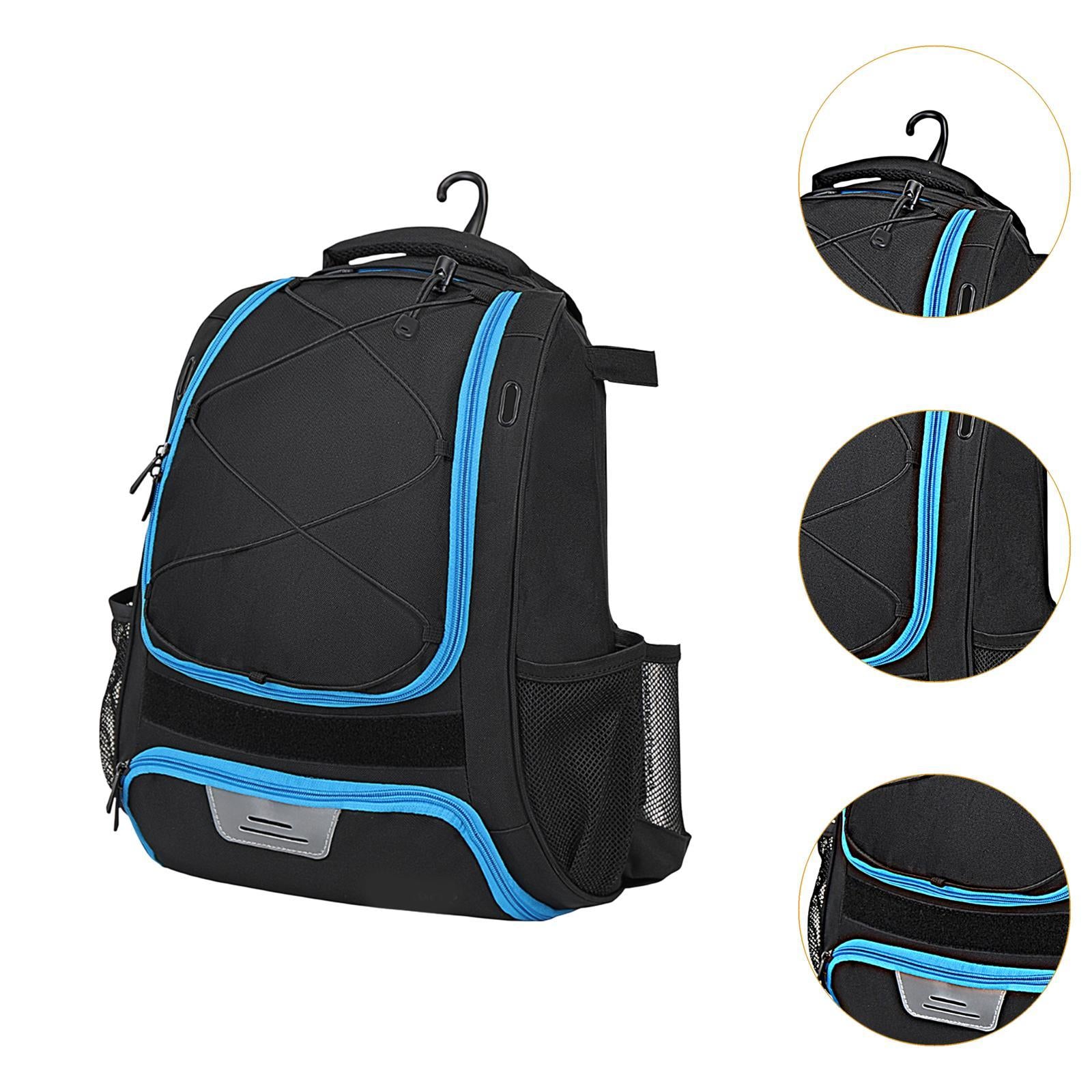 Baseball Backpack Professional Portable Sport Bag for Gym Soccer Boys Girls black blue
