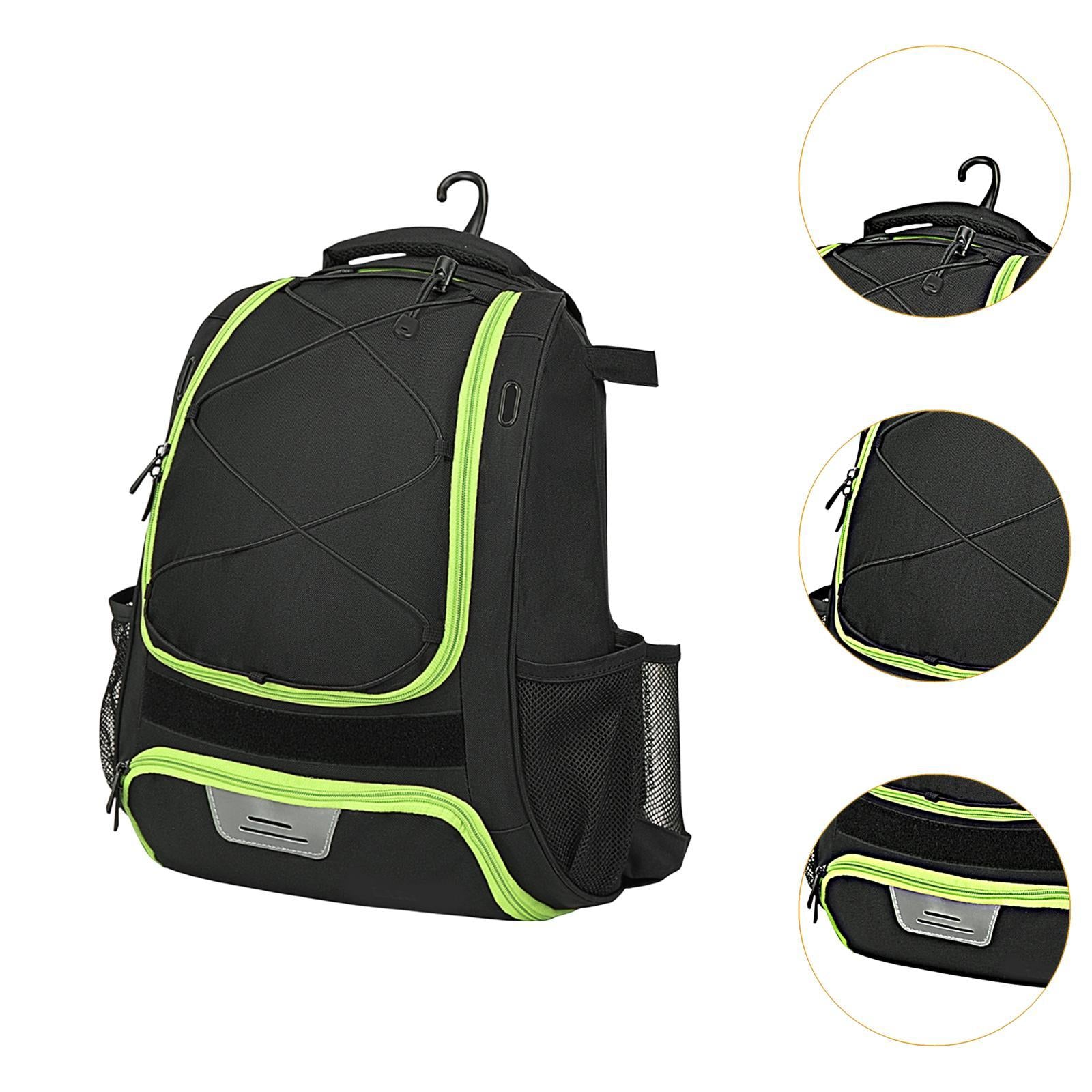 Baseball Backpack Professional Portable Sport Bag for Gym Soccer Boys Girls black green