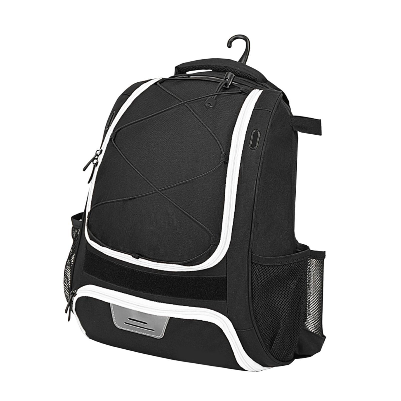Baseball Backpack Professional Portable Sport Bag for Gym Soccer Boys Girls black white
