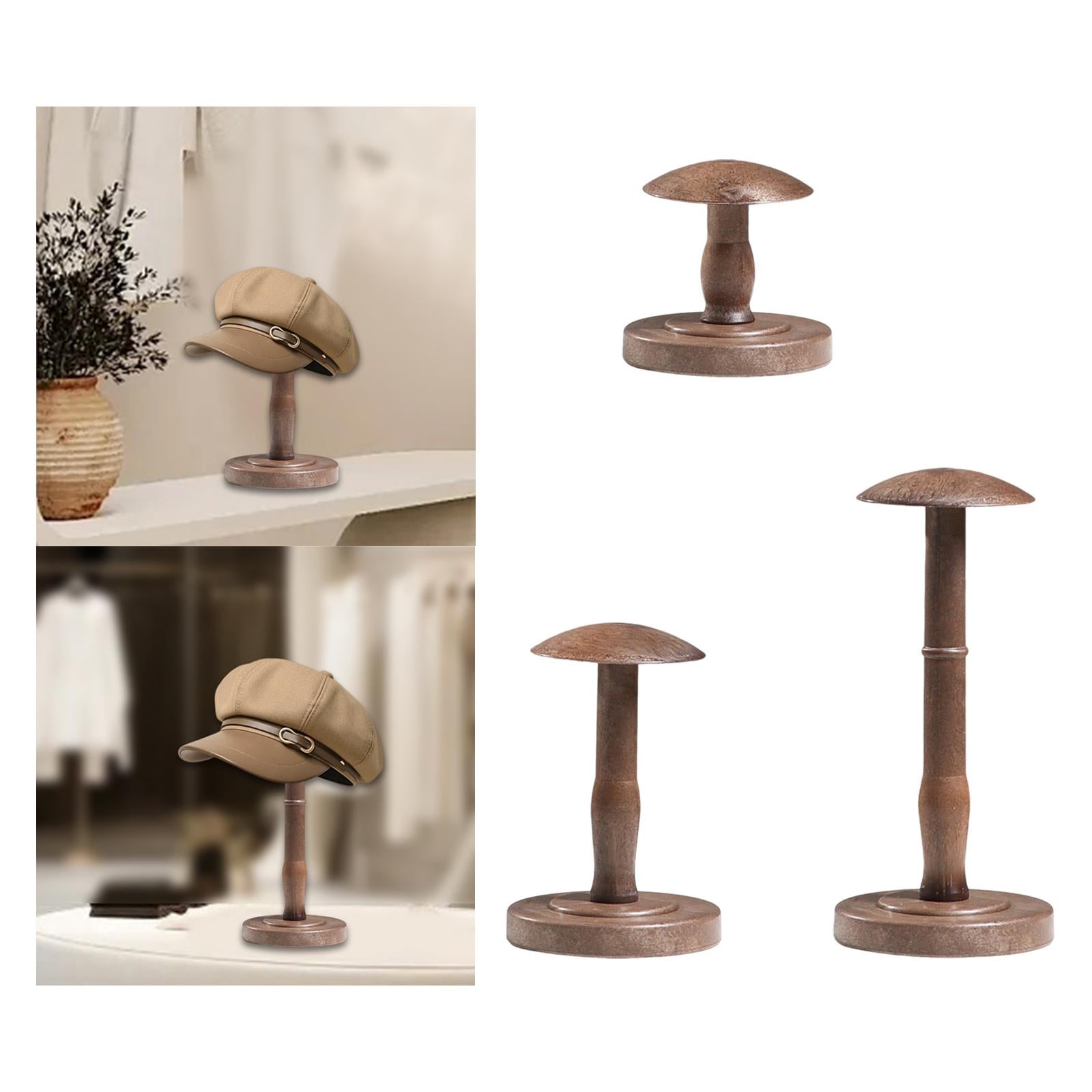 Wig Head Display Wood Domed Rustic Hat Holder for Tabletop Decoration Closet S