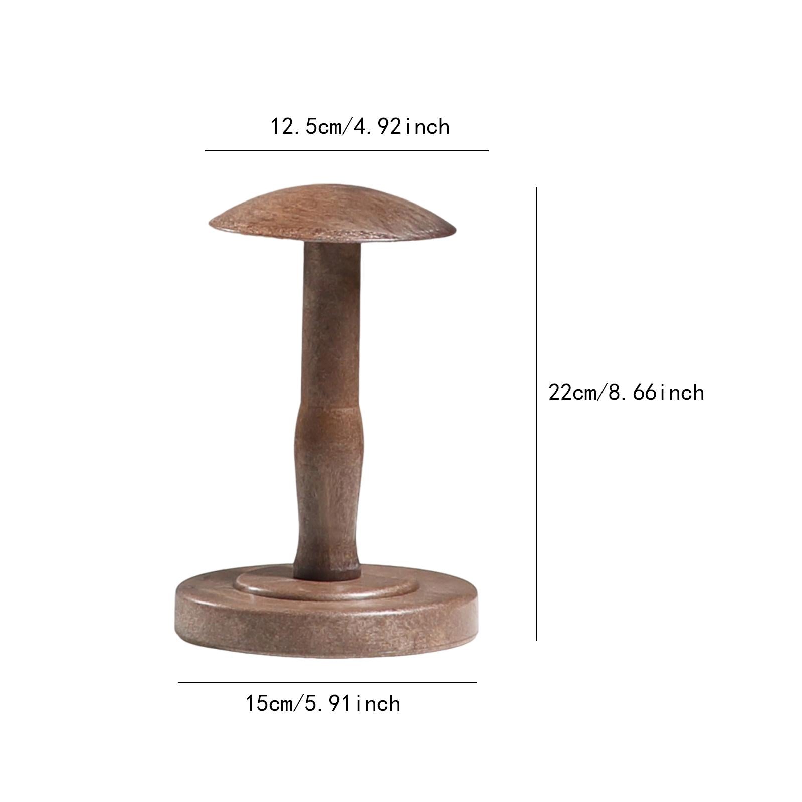 Wig Head Display Wood Domed Rustic Hat Holder for Tabletop Decoration Closet M