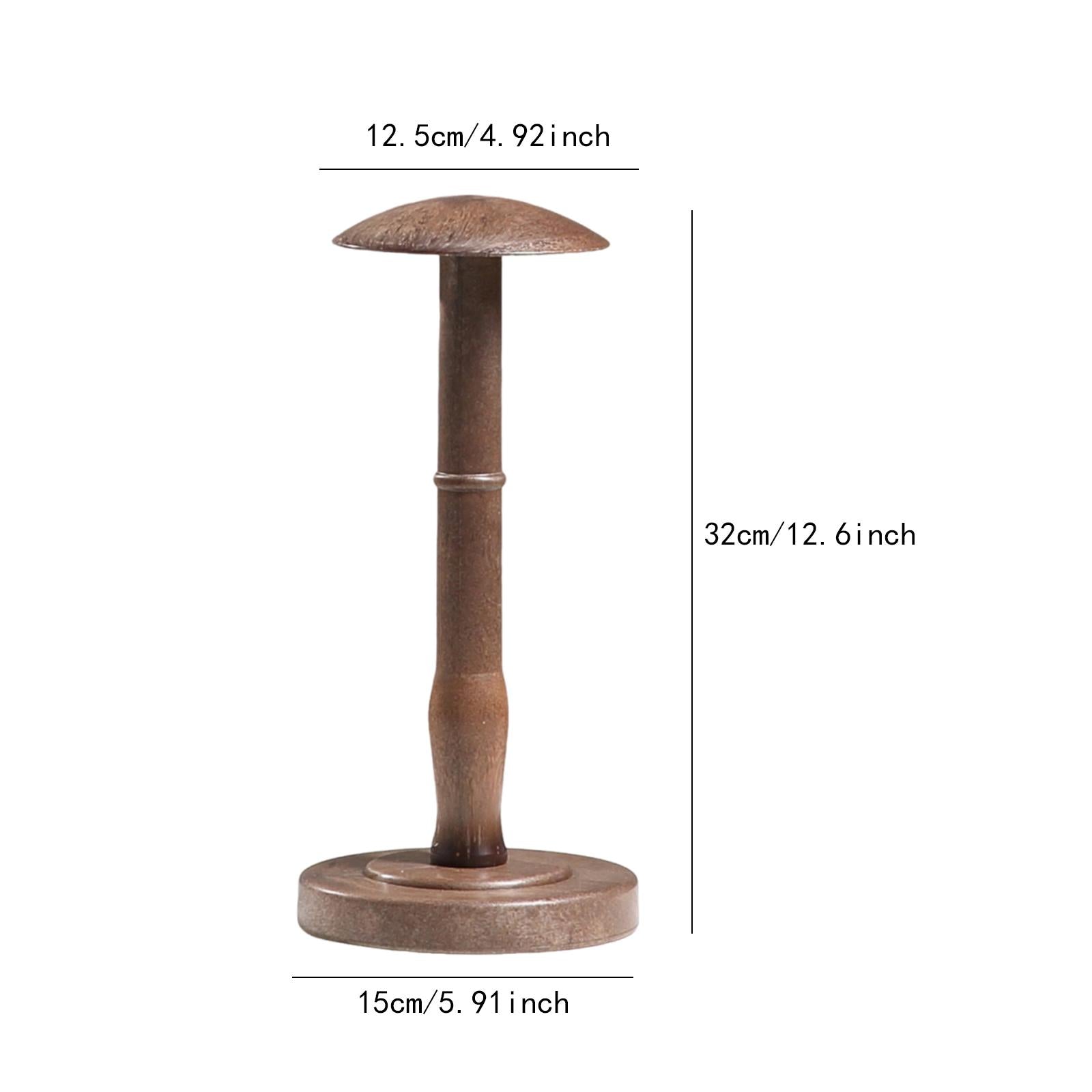 Wig Head Display Wood Domed Rustic Hat Holder for Tabletop Decoration Closet L