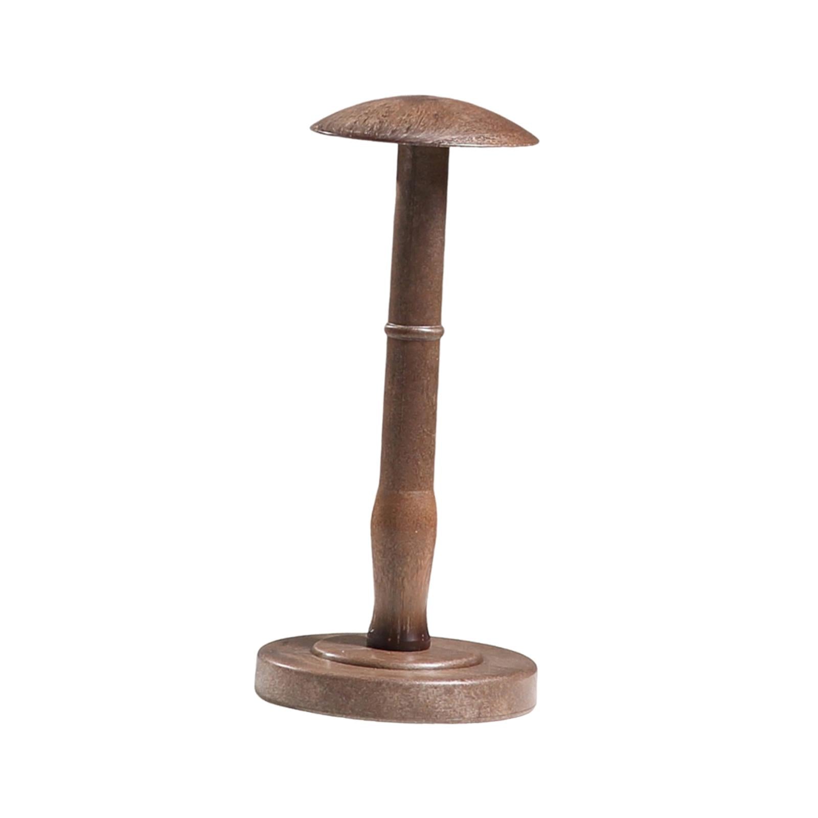 Wig Head Display Wood Domed Rustic Hat Holder for Tabletop Decoration Closet L