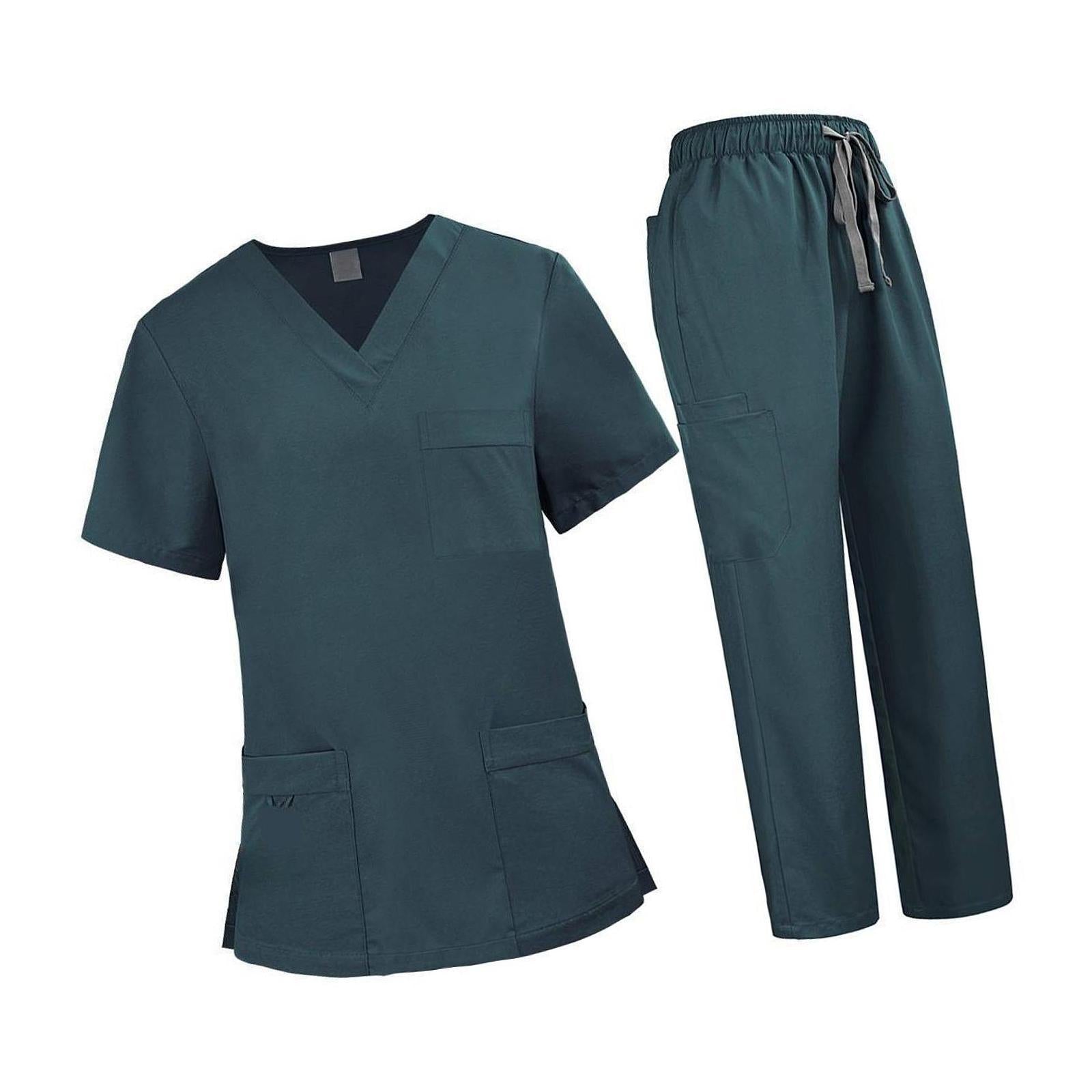 Nursing Uniforms Scrub Set Nursing Work Suit for Cosmetology Pet Groomer SPA M Green