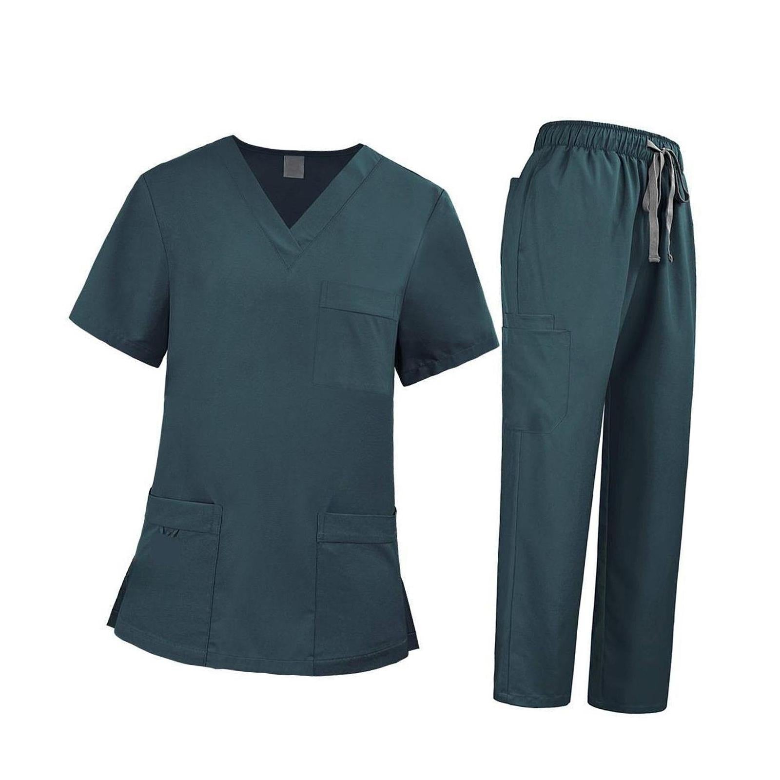 Nursing Uniforms Scrub Set Nursing Work Suit for Cosmetology Pet Groomer SPA L Green