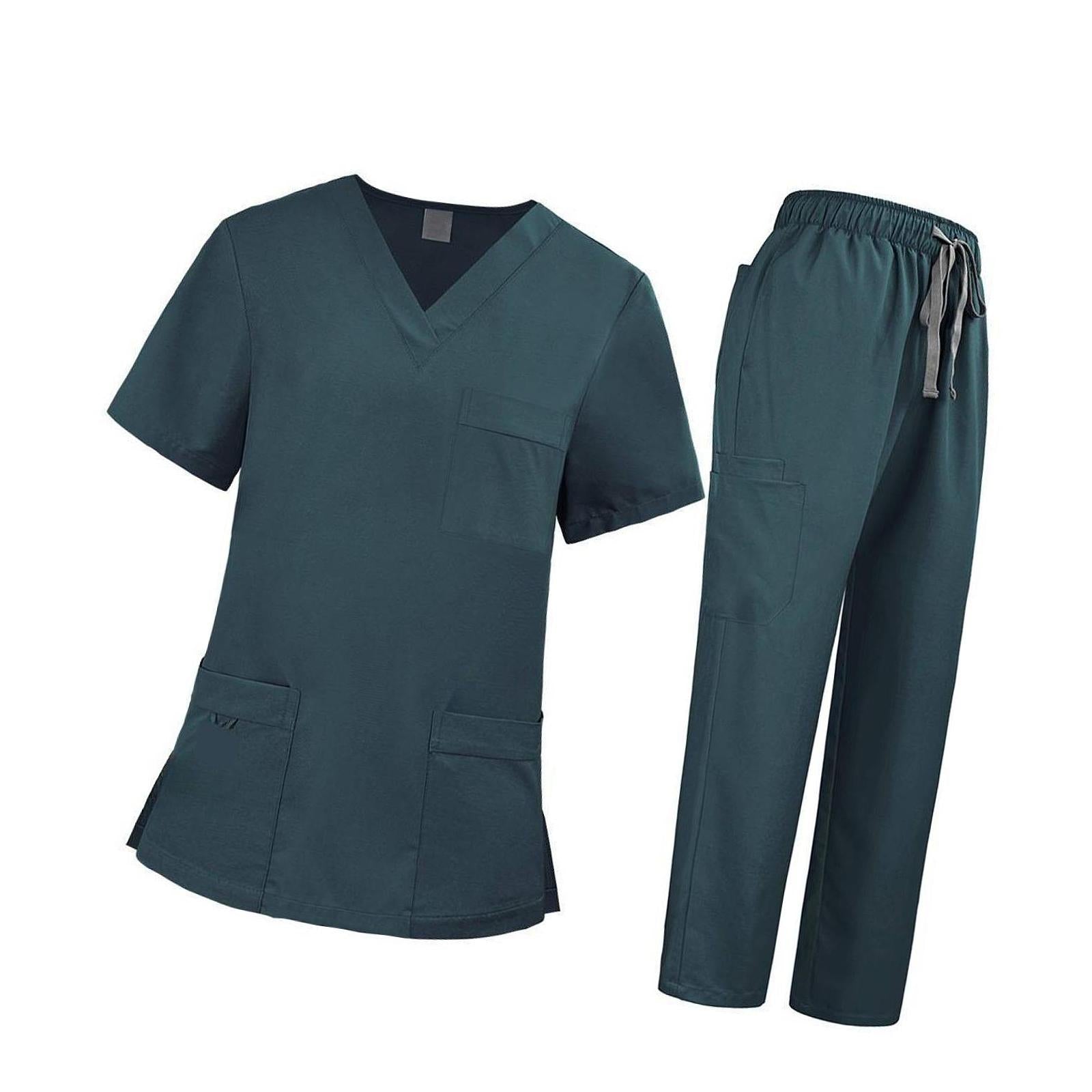 Nursing Uniforms Scrub Set Nursing Work Suit for Cosmetology Pet Groomer SPA L Green